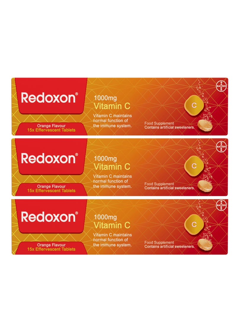 Redoxon - Pack Of 3 Redoxon Vitamin C Orange Effervescent 15 Tablets - Image 1