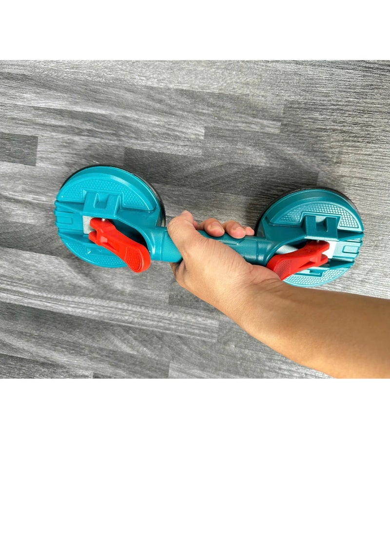 TOTAL Total 115mm Dual Suction Cup Lifter – Heavy-Duty Glass & Tile Suction Sucker Tool – 50KG Max Pulling Force – ABS Handle – Ideal for Lifting Glass, Tiles, Mirrors, & Smooth Surfaces  - Image 3