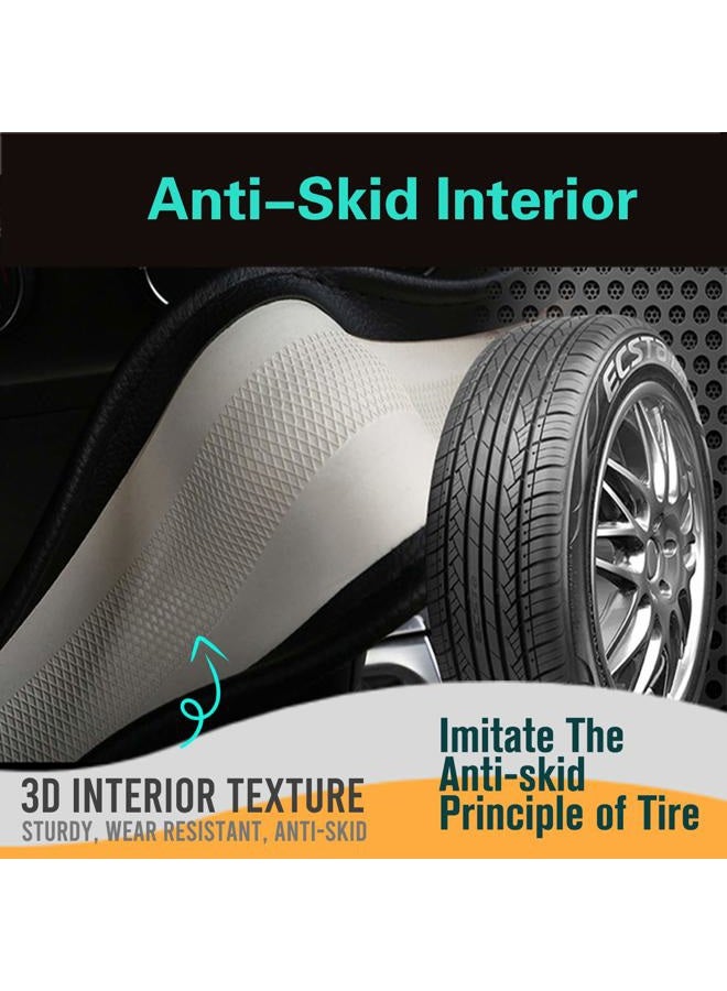 PINCTROT D Shaped 14.5-15 Inch Steering Wheel Cover Great Grip with 3D Honeycomb Anti-Slip Design, Flat Bottom 14.5-15 Inch (Black/Red Stitch) - Image 5