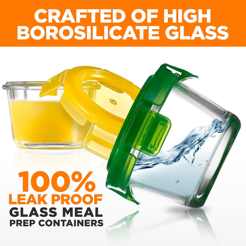 NutriChef 24-Piece (12 Glass Food Storage Containers and 12 Lids), 4.48oz Mini Stackable Meal Prep Round Containers - Microwave, Freezer, & Dishwasher Safe For Baby Food, Snacks, Fruits, Nuts & More - Image 3