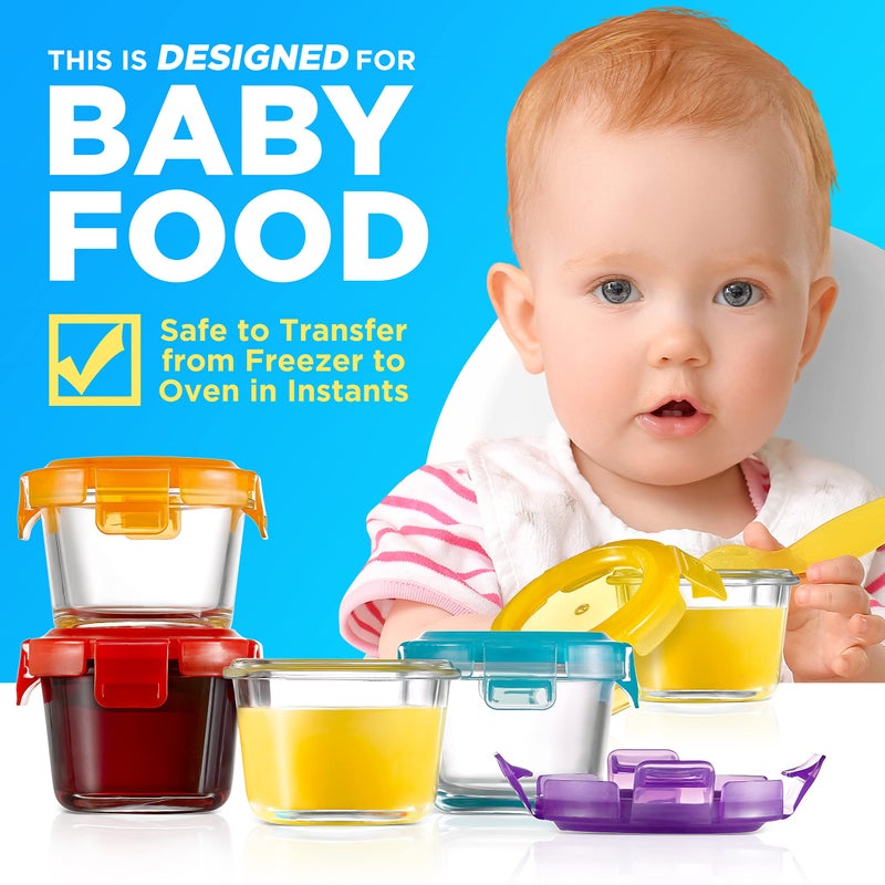 NutriChef 24-Piece (12 Glass Food Storage Containers and 12 Lids), 4.48oz Mini Stackable Meal Prep Round Containers - Microwave, Freezer, & Dishwasher Safe For Baby Food, Snacks, Fruits, Nuts & More - Image 5