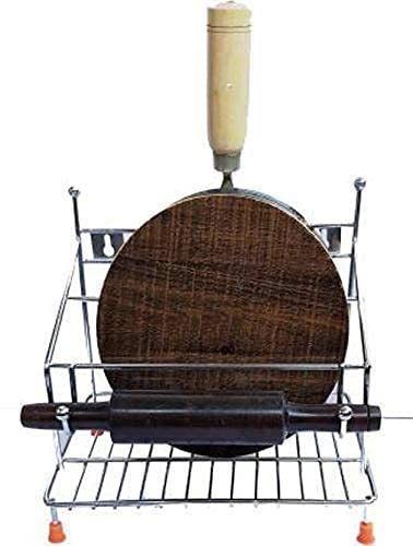 Homenique Chakla Belan And Tawa Stand For Kitchen 101 RustFree Stainless Steel Rolling Pin Board Holder Wall Mount Stand 4 In1 Holder Lightweight Durable Multiuse Kitchen Rack Tiered Shelf - Image 2