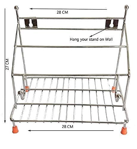 Homenique Chakla Belan And Tawa Stand For Kitchen 101 RustFree Stainless Steel Rolling Pin Board Holder Wall Mount Stand 4 In1 Holder Lightweight Durable Multiuse Kitchen Rack Tiered Shelf - Image 3