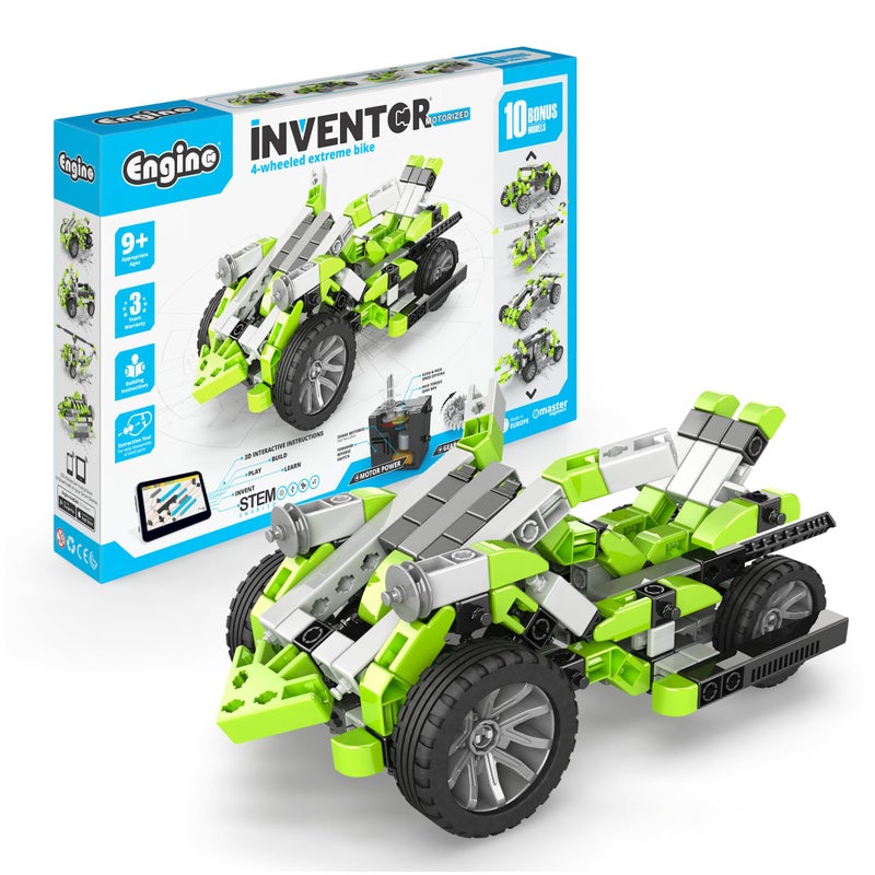 Engino Inventor STEM Toys Motorized 4Wheeled Extreme Bike Construction Toys for Kids 9 Building Kit STEM Projects Gifts for Boys Girls Engineering Kit 10 Models to Build - Image 3