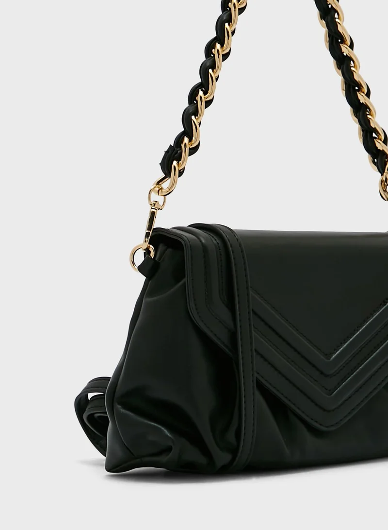 Ginger Chain Detail Envelope Crossbody Bag