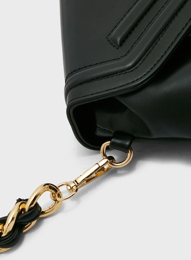 Ginger Chain Detail Envelope Crossbody Bag