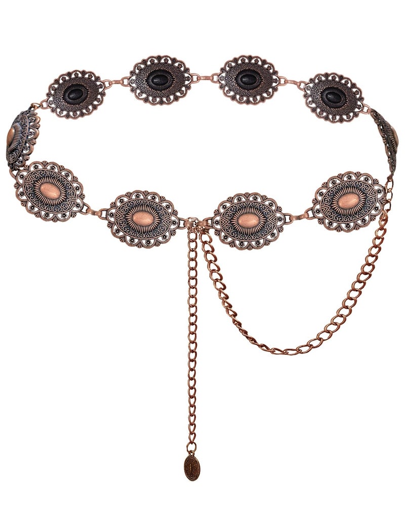 TOPACC Bronze Concho Belts for Women Western Metal Cowgirl Chain Belt for Dresses Jeans Country Concert Outfit - Image 1