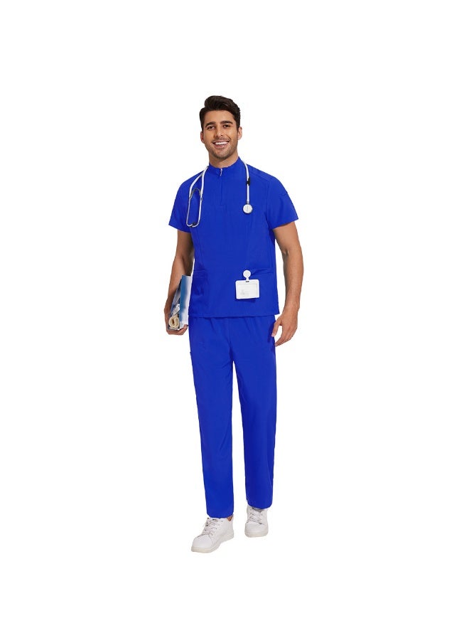NIBEMINENT Scrubs Medical Uniform Solid Color Workwear Unisex Elastic Breathable Nurse Uniform Doctor Clinic Hospital Accessories Men Women - Image 1