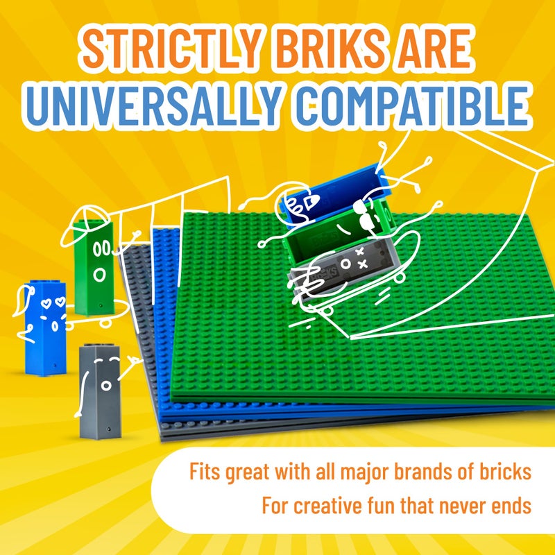 Strictly Briks Compatible with Lego Classic Stackable Baseplates 6x6 Inch Brik Tower - 100% Compatible with All Major Brands - 6 Baseplates & 50 Stackers - Blue, Green & Gray - Image 4