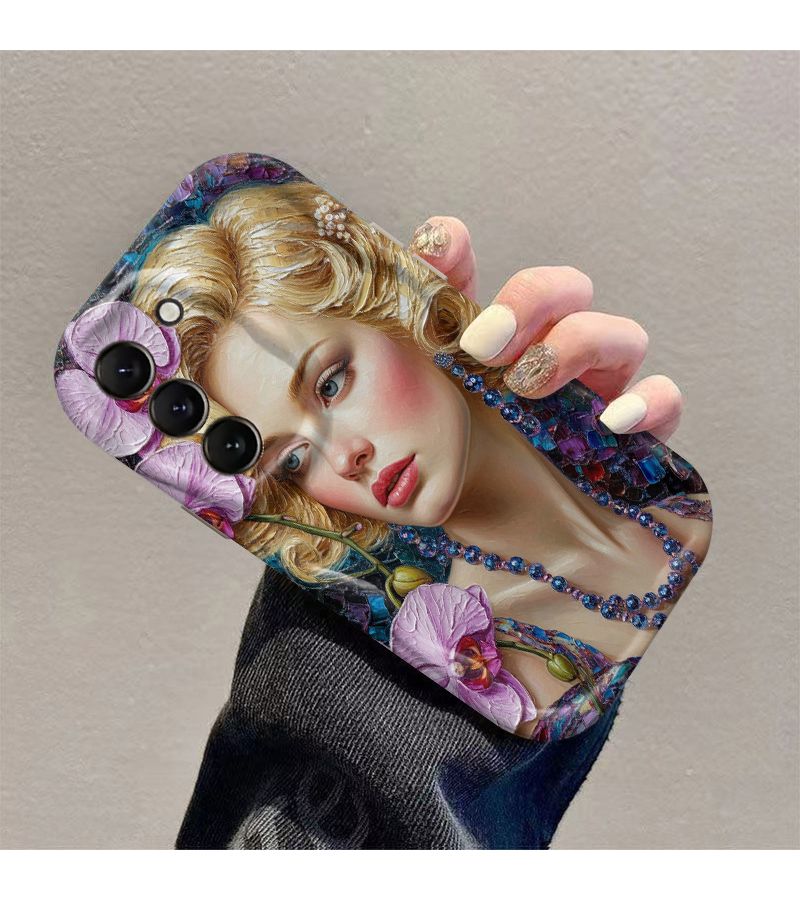 Samung Galaxy A35 5G Phone Case Mixed Colors 2D Cartoon Print Protective Cover Purple Flower Design - Image 5