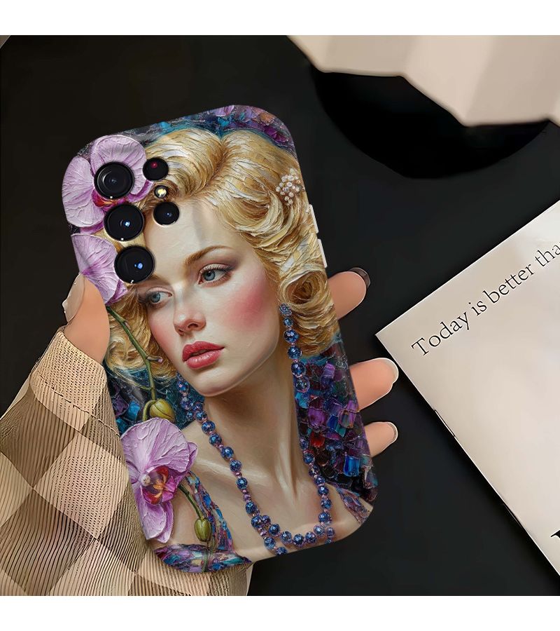 Samung Galaxy A35 5G Phone Case Mixed Colors 2D Cartoon Print Protective Cover Purple Flower Design - Image 2