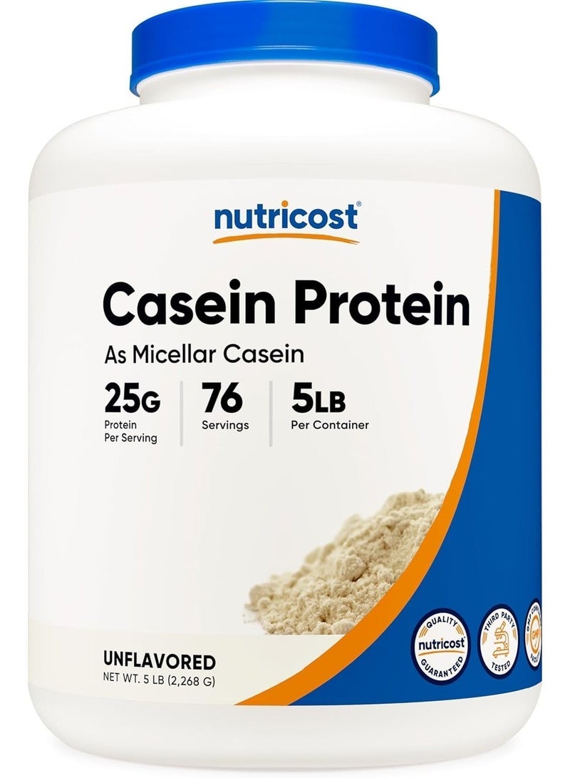 Nutricost مسحوق بروتين كازين 5 رطل - كازين ميكلي، غير معدل وراثيًا، خالي من الجلوتين (بدون نكهة) - Image 1