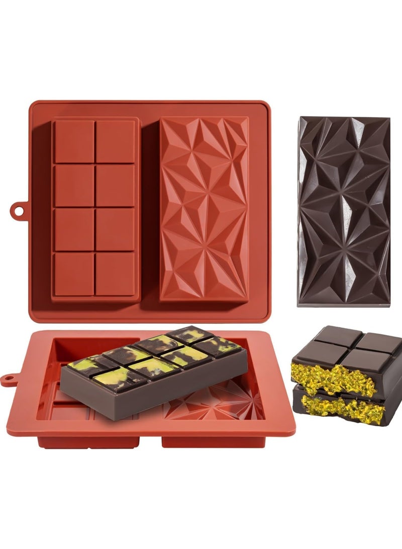 سي تي زد قالب سيليكون مزدوج لألواح الشوكولاتة – تصميم كلاسيكي وهندسي | غير لاصق وآمن للطعام لصنع الشوكولاتة والحلويات في المنزل - Image 1