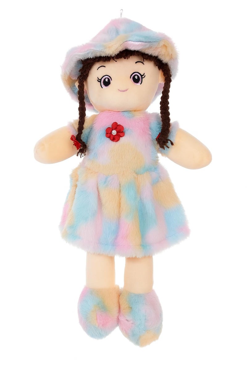 Fun4you Soft Doll for Girls | Cute & Huggable Plush Stuffed Toy | Colorful Cartoon Doll with Hat & Dress Return Gift | Big Kids Soft Toy & Room Décor (Multicolor, 60 cm) - Image 1