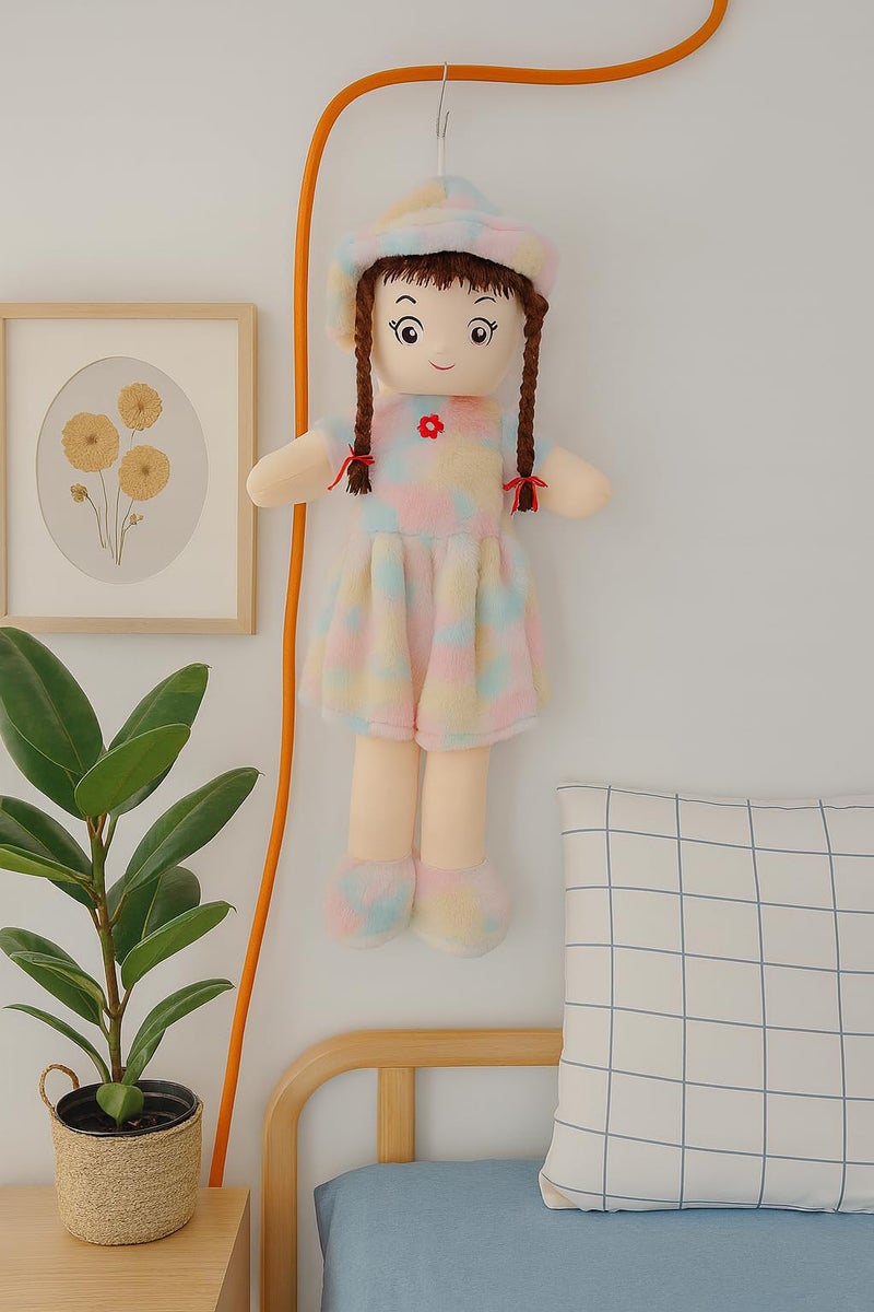Fun4you Soft Doll for Girls | Cute & Huggable Plush Stuffed Toy | Colorful Cartoon Doll with Hat & Dress Return Gift | Big Kids Soft Toy & Room Décor (Multicolor, 60 cm) - Image 2
