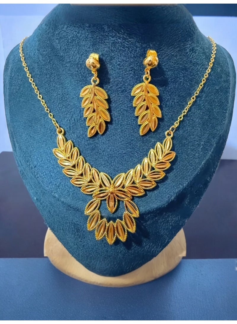 GOLDMAX 21k Gold Plated Necklace & Earrings Jewelry Set For Women - Image 2