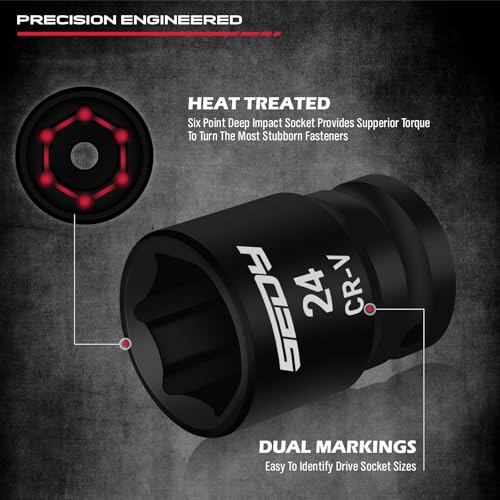 SEDY طقم مفاتيح ربط بمقاس 1/2 بوصة: 25 قطعة من مفاتيح الربط SAE وMetric مع صندوق تخزين لصيانة الميكانيكيين في المرآب - Image 4