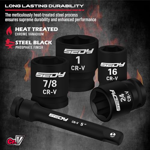 SEDY طقم مفاتيح ربط بمقاس 1/2 بوصة: 25 قطعة من مفاتيح الربط SAE وMetric مع صندوق تخزين لصيانة الميكانيكيين في المرآب - Image 3