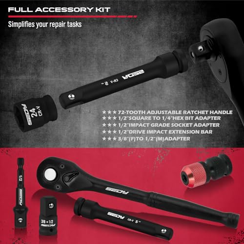 SEDY طقم مفاتيح ربط بمقاس 1/2 بوصة: 25 قطعة من مفاتيح الربط SAE وMetric مع صندوق تخزين لصيانة الميكانيكيين في المرآب - Image 5