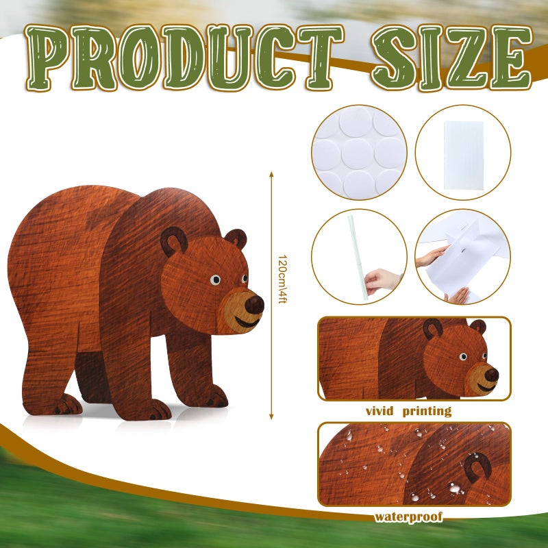 Yookeer 4 ft Brown Bear Cardboard Cutout Stand up Life Size Safari-Themed Birthday Party Decoration Jungle Cardboard Stand-up Photo Prop for Zoo Theme Vbs Event Backdrop Stand up Decorations - Image 2