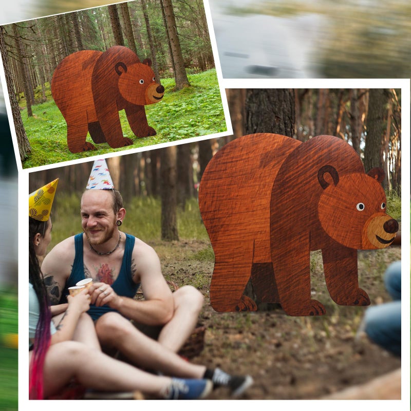 Yookeer 4 ft Brown Bear Cardboard Cutout Stand up Life Size Safari-Themed Birthday Party Decoration Jungle Cardboard Stand-up Photo Prop for Zoo Theme Vbs Event Backdrop Stand up Decorations - Image 4