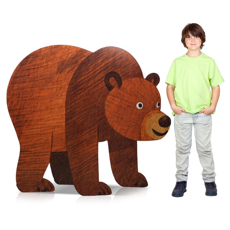 Yookeer 4 ft Brown Bear Cardboard Cutout Stand up Life Size Safari-Themed Birthday Party Decoration Jungle Cardboard Stand-up Photo Prop for Zoo Theme Vbs Event Backdrop Stand up Decorations - Image 1