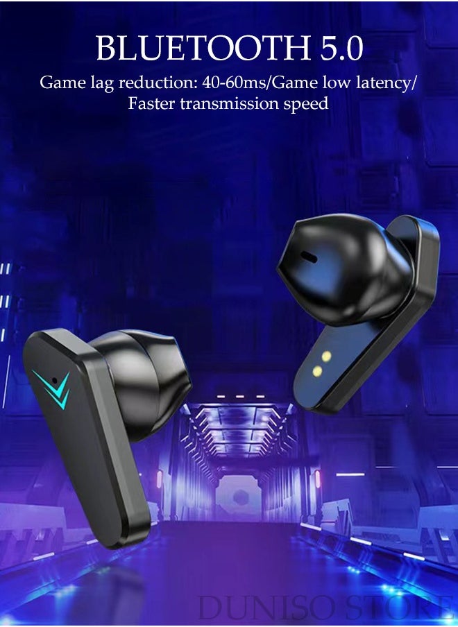 DUNISO Wireless Bluetooth Earbuds Waterproof In-ear Earbuds V5.0 Headphones Deep Bass Stereo Ear Buds with LED Power Display Charging Case Earphones with Mic Headset for Game Sports and Music  - Image 5