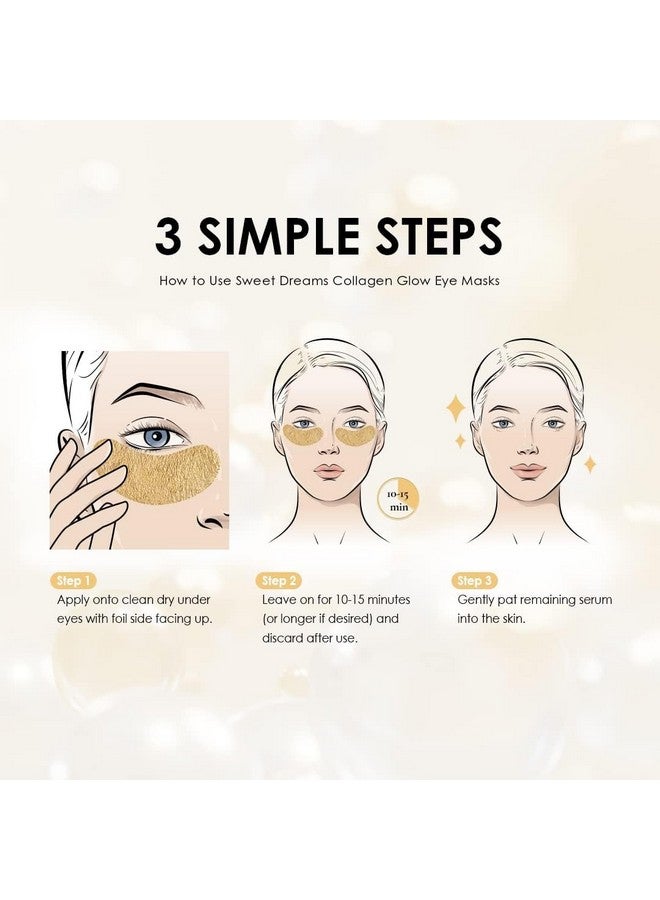 glowiest Sweet Dreams Collagen Glow Gold Eye Masks l Under Eye Patches for Beauty & Self Care Wrinkle Patches l Puffy Eyes and Dark Circles Treatments Collagen, Niacinamide, Hyaluronic Acids, Peptides - Image 3