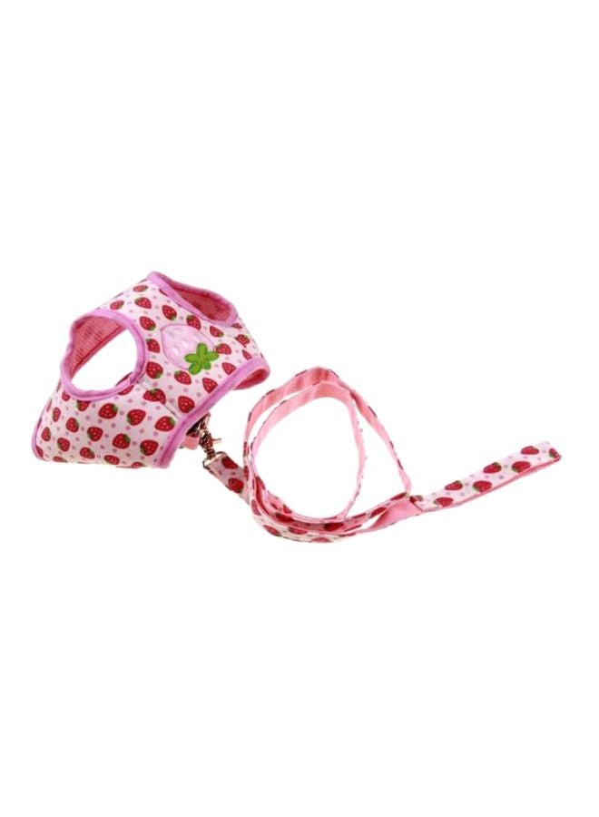 NIBEMINENT Strawberry Printed Harness With Leash Pink/White/Green 120cm - Image 2