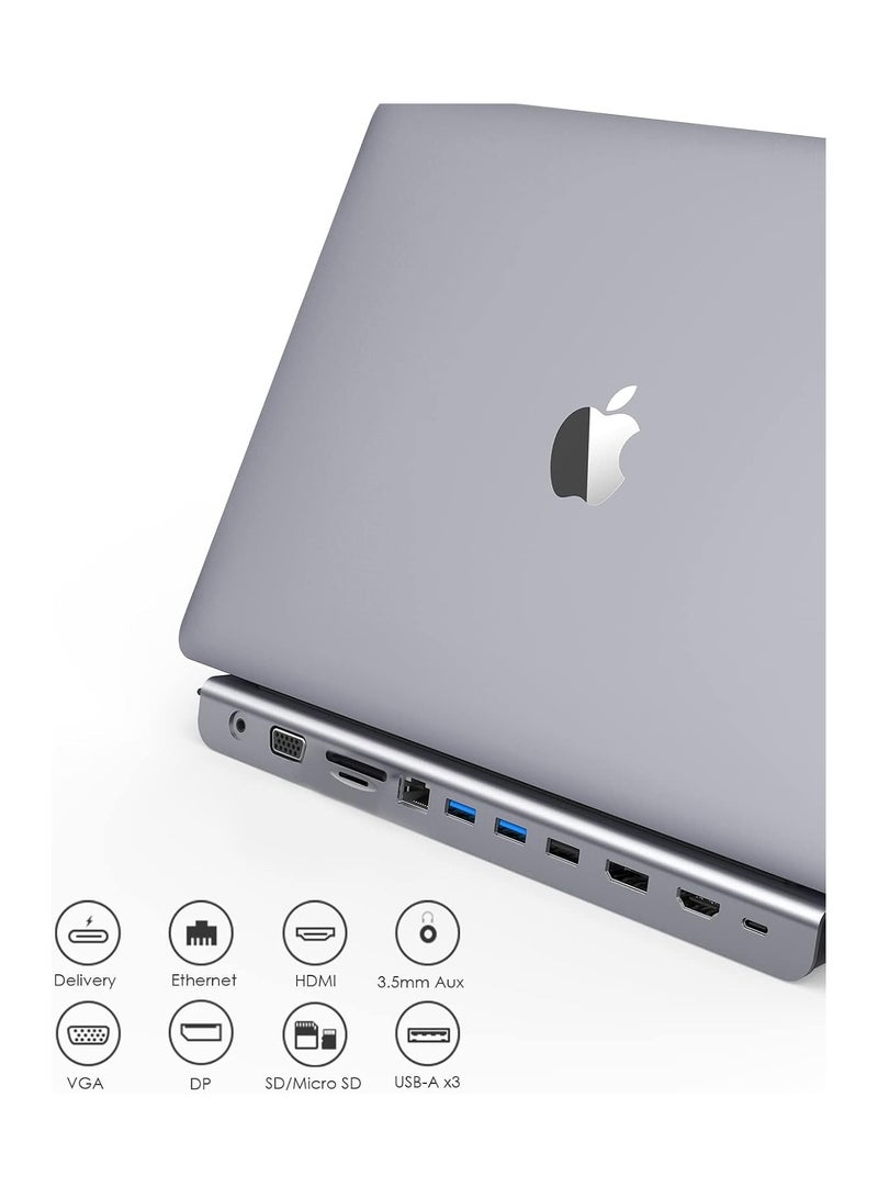 Lention LENTION USB C Docking Station with 100W PD, 4K HDMI/DisplayPort, VGA, Ethernet, Card Reader, USB 3.0/2.0, Aux Adapter Compatible 2021-2016 MacBook Pro, New Mac Air/Surface, More (CB-C95, Space Gray)  - Image 2