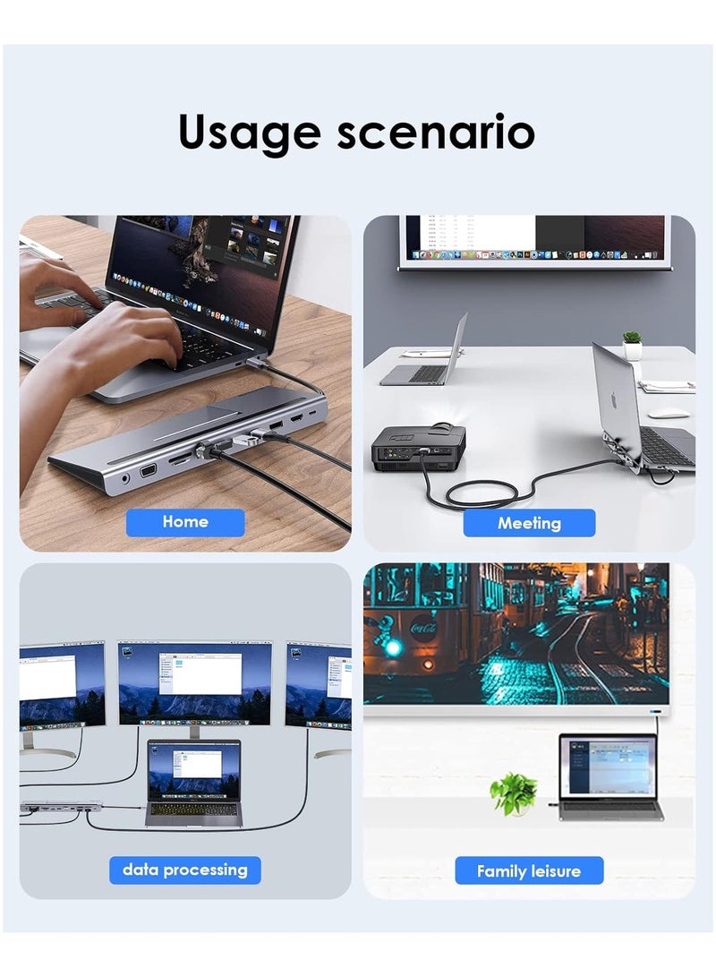 Lention LENTION USB C Docking Station with 100W PD, 4K HDMI/DisplayPort, VGA, Ethernet, Card Reader, USB 3.0/2.0, Aux Adapter Compatible 2021-2016 MacBook Pro, New Mac Air/Surface, More (CB-C95, Space Gray)  - Image 4