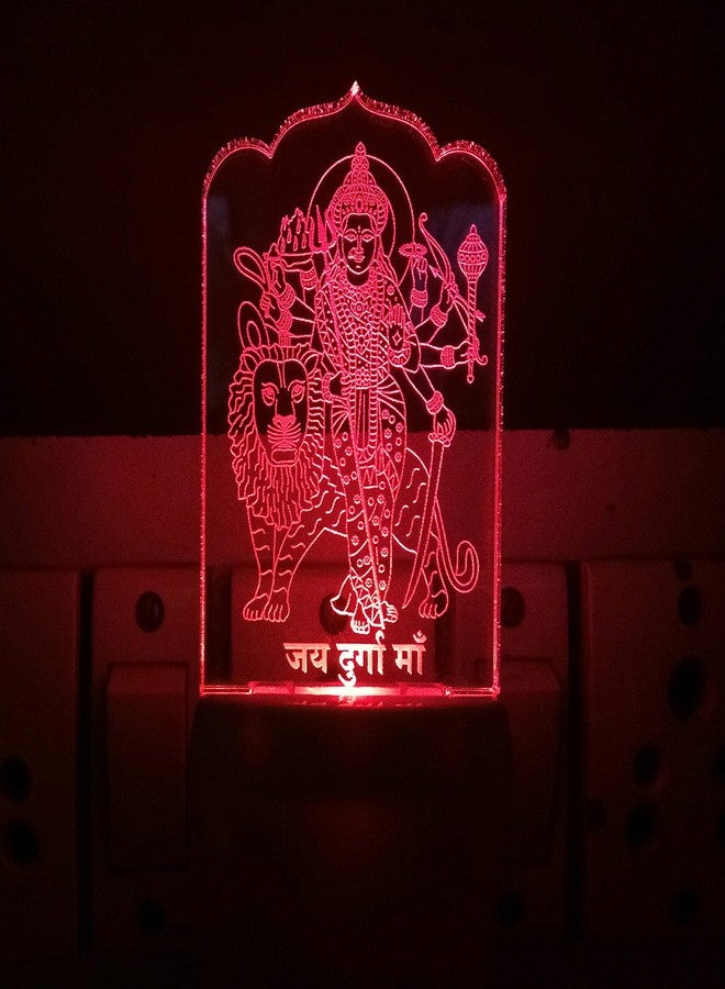 UKANI 3D LED Acrylic Jai Durga Ma Design Color Changing LED Table 3D Night Lamp Decoration (Multicolour) - Image 1