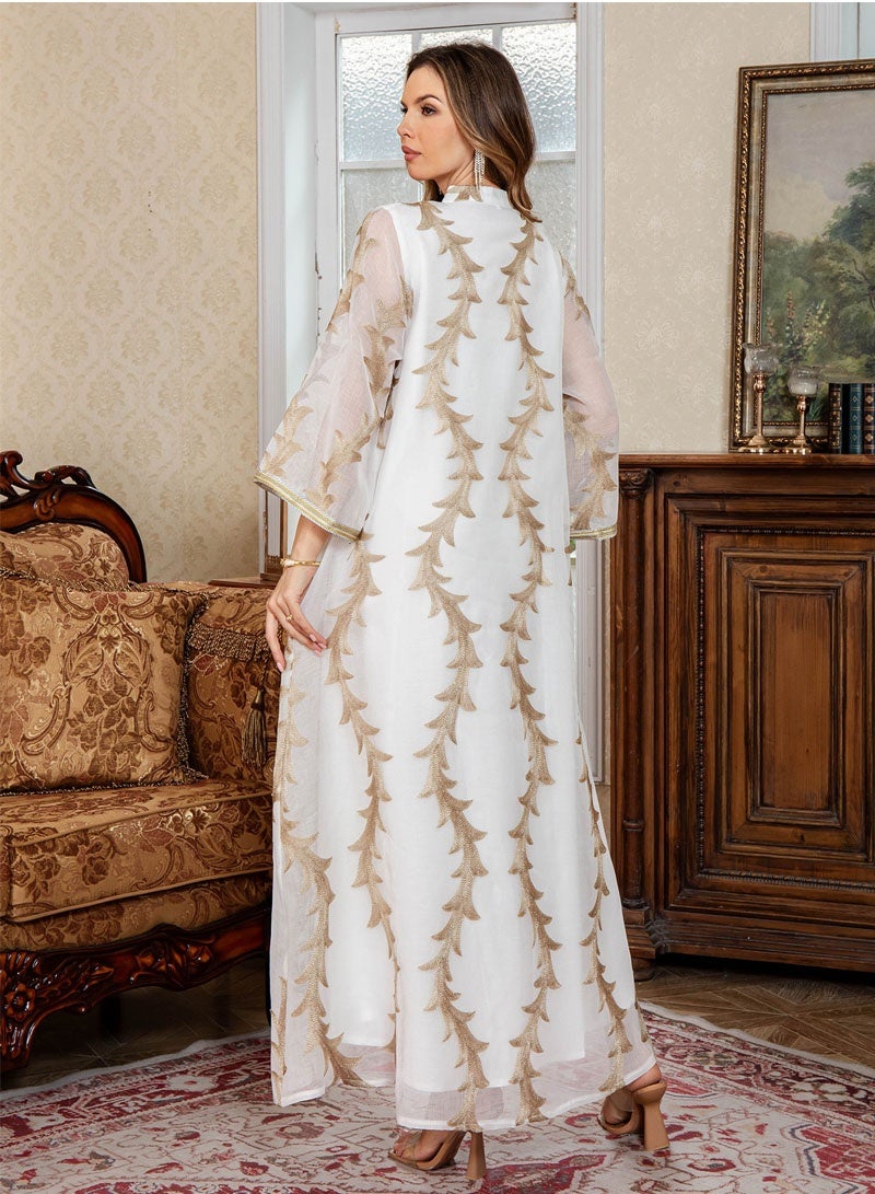 JiuAn Kaftan Abaya for Women Gold Embroidered Eid DressTraditional Wear - Image 3