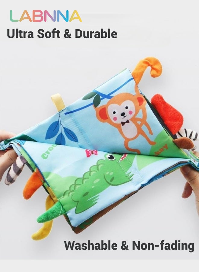 LABNNA كتاب من القماش الناعم، ألعاب كتب الأطفال المجعد، لعبة التعليم المبكر الناعمة لذيول القرش للأطفال الصغار كتب الحيوانات - Image 4
