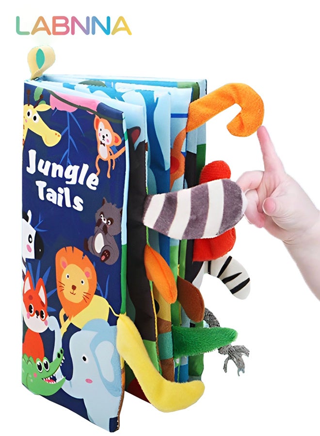 LABNNA كتاب من القماش الناعم، ألعاب كتب الأطفال المجعد، لعبة التعليم المبكر الناعمة لذيول القرش للأطفال الصغار كتب الحيوانات - Image 1