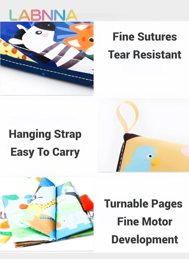 LABNNA كتاب من القماش الناعم، ألعاب كتب الأطفال المجعد، لعبة التعليم المبكر الناعمة لذيول القرش للأطفال الصغار كتب الحيوانات - Image 5