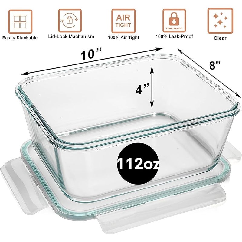 Razab 14 Cup/ 112 oz LARGE Glass Food Storage Container with Locking Lid. Ideal for Storing food, Vegetables or Fruits. Baking Casserole, Lasagna, Baking, Roasting chicken & lot of other tasty Food BPA Free - Image 3