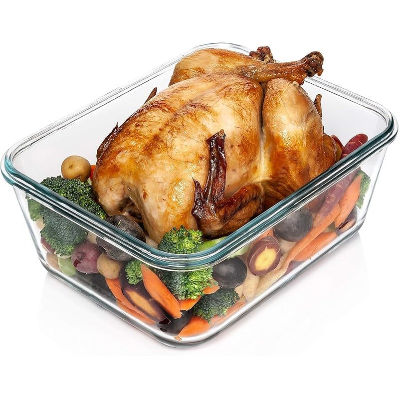 Razab 14 Cup/ 112 oz LARGE Glass Food Storage Container with Locking Lid. Ideal for Storing food, Vegetables or Fruits. Baking Casserole, Lasagna, Baking, Roasting chicken & lot of other tasty Food BPA Free - Image 1