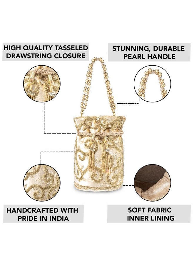 Aheli - Indian Potli Bags For Women Evening Bag Clutch Ethnic Bride Purse With Drawstring - Image 1
