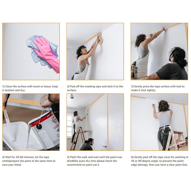 Brown Waterproof Masking Tape 35mm x 20m for Painting Walls Auto House 5 Pack - Image 5