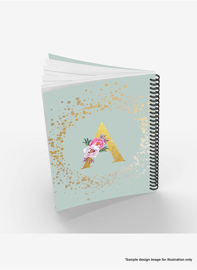 Stylizedd - Designer A5 Spiral Notebook Memo Notepad Journal - Custom Monogram Initial Letter Floral Pattern Alphabet - L - Light Grey - Image 1