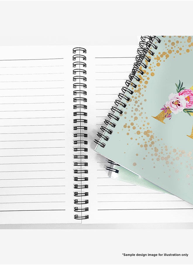 Stylizedd - Designer A5 Spiral Notebook Memo Notepad Journal - Custom Monogram Initial Letter Floral Pattern Alphabet - L - Light Grey - Image 1