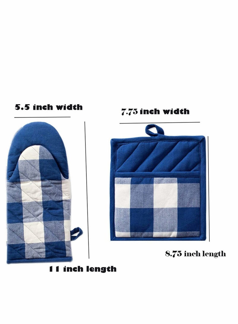 Excefore Cotton Oven Mitts and Pot Holder Sets Heat-Resistant gloves and Mats for Cooking Grills and Ovens Reusable Glove Suit Suitable for Kitchen and Restaurant  - Image 2
