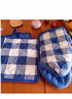 Excefore Cotton Oven Mitts and Pot Holder Sets Heat-Resistant gloves and Mats for Cooking Grills and Ovens Reusable Glove Suit Suitable for Kitchen and Restaurant  - Image 5