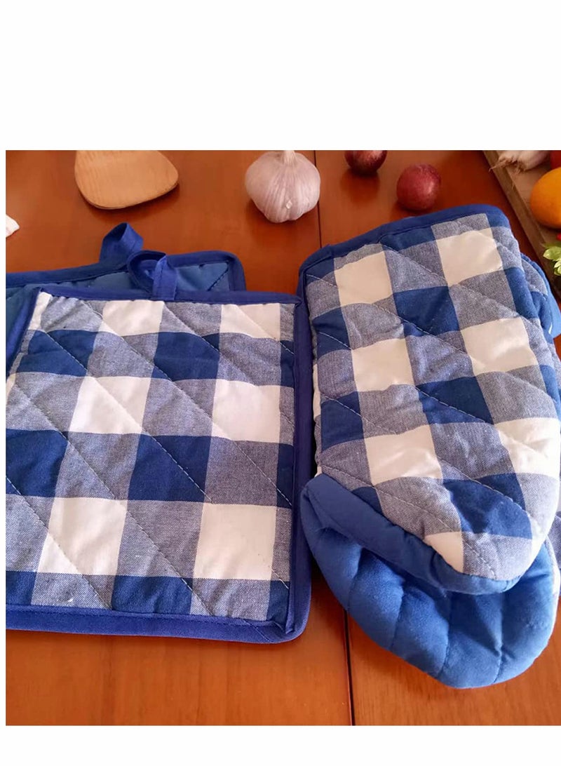 Excefore Cotton Oven Mitts and Pot Holder Sets Heat-Resistant gloves and Mats for Cooking Grills and Ovens Reusable Glove Suit Suitable for Kitchen and Restaurant  - Image 5