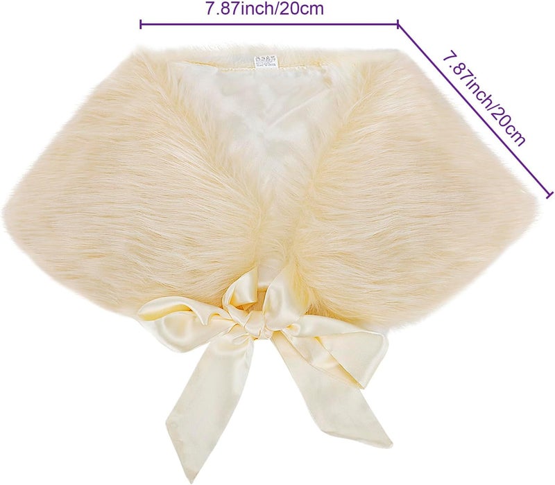 Fakeface Flower Girls Wrap Shawl Wedding Bridesmaid Tippet Stole Christmas Party Dress Costume Shrug Capelet - Image 2