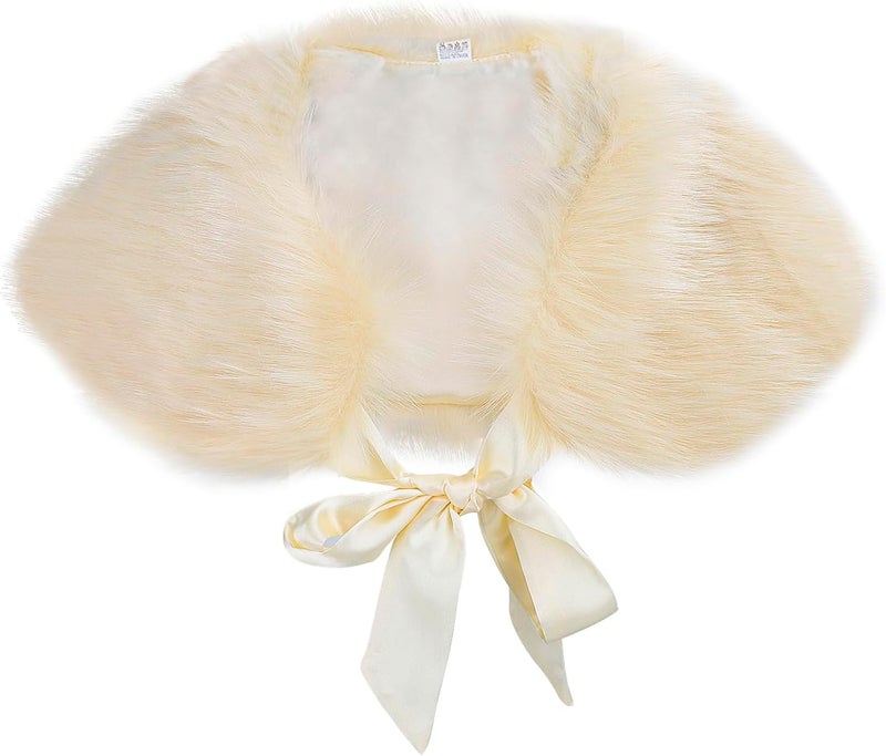 Fakeface Flower Girls Wrap Shawl Wedding Bridesmaid Tippet Stole Christmas Party Dress Costume Shrug Capelet - Image 1