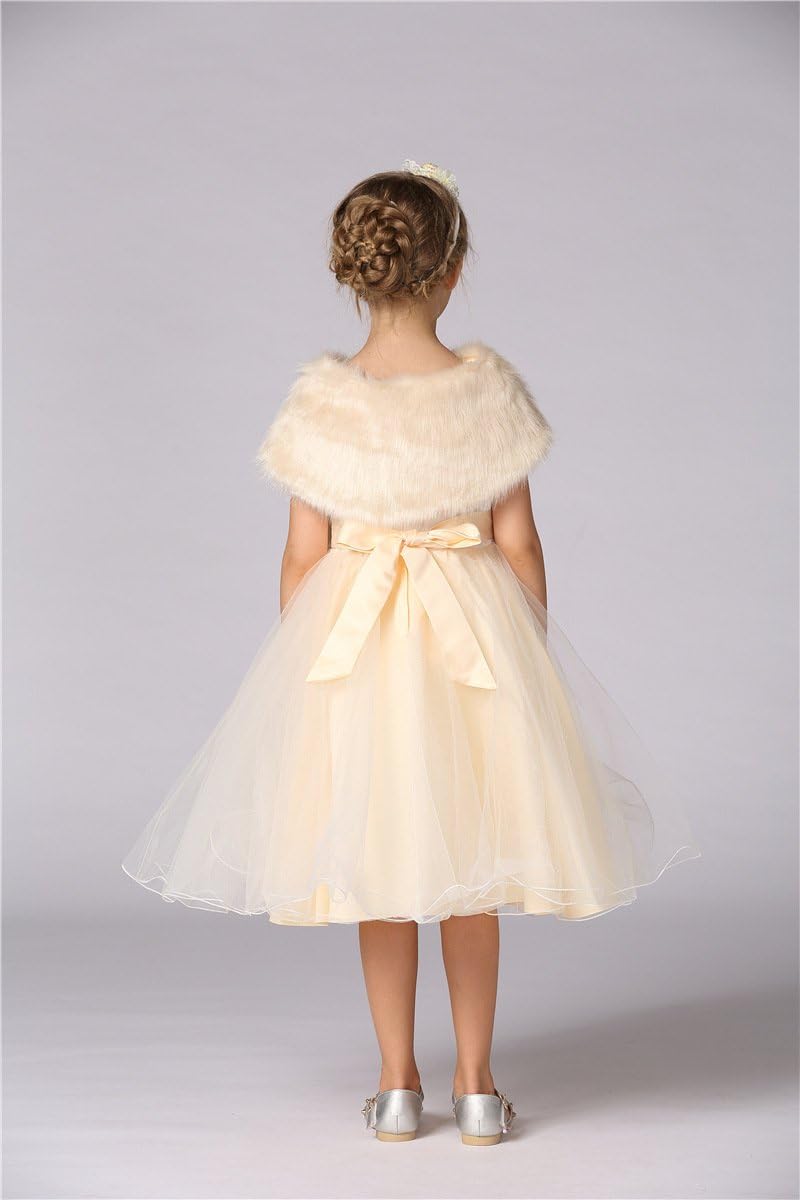 Fakeface Flower Girls Wrap Shawl Wedding Bridesmaid Tippet Stole Christmas Party Dress Costume Shrug Capelet - Image 3