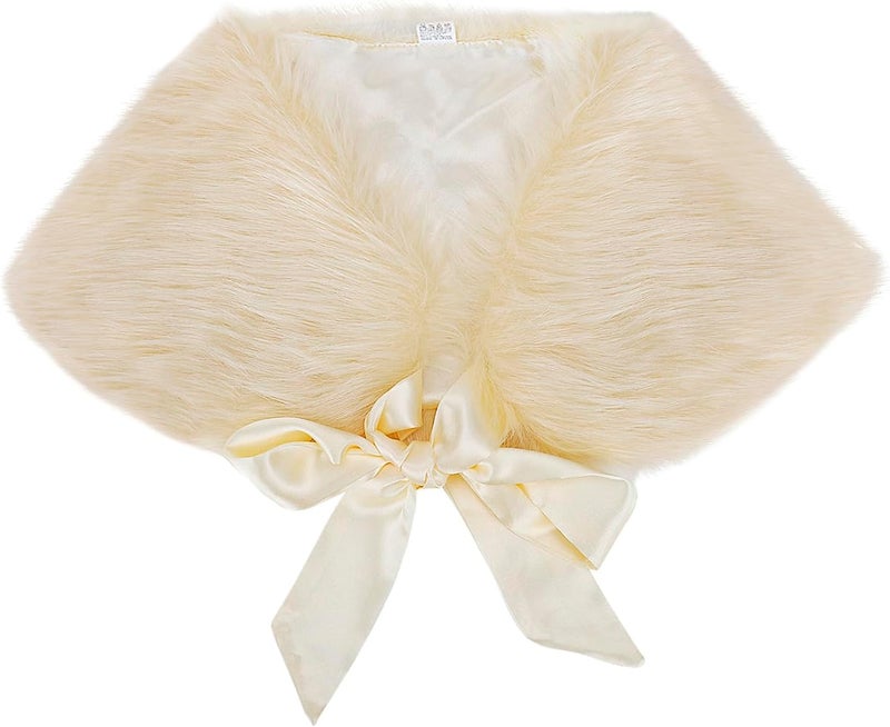 Fakeface Flower Girls Wrap Shawl Wedding Bridesmaid Tippet Stole Christmas Party Dress Costume Shrug Capelet - Image 5