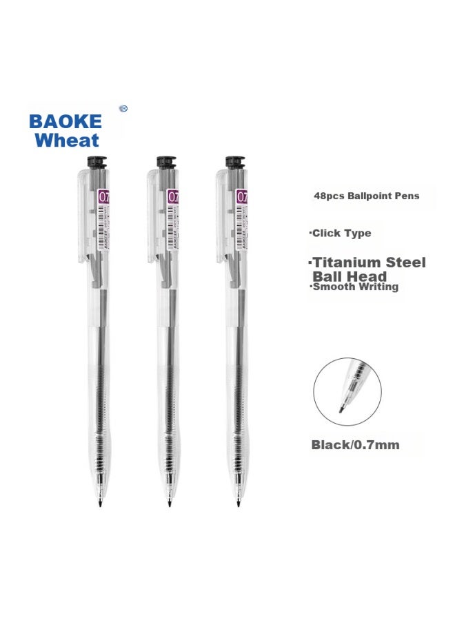 Baoke B14 0.7Mm Black Retractable Ballpoint Pen, Medium Oil Pen, 48 Pens/Box - Image 2
